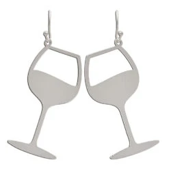 Rain Jewelry Wine Glasses Silver Metal Earrings