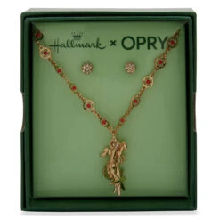 Hallmark X Opry® Sparkly Stud Earrings And Red Bead Necklace Set 6 Hallmark X Opry® Sparkly Stud Earrings And Red Bead Necklace Set -Vera Bradley Shop Red Bead Charm Necklace and Stud Earrings Set 39B00032 03