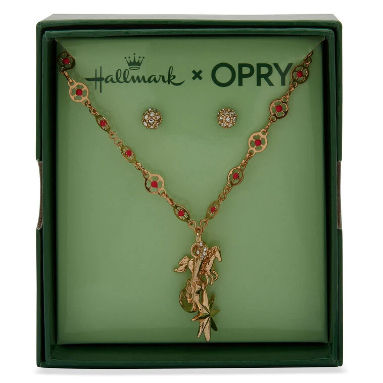 Hallmark X Opry® Sparkly Stud Earrings And Red Bead Necklace Set 3 Hallmark X Opry® Sparkly Stud Earrings And Red Bead Necklace Set - Image 3