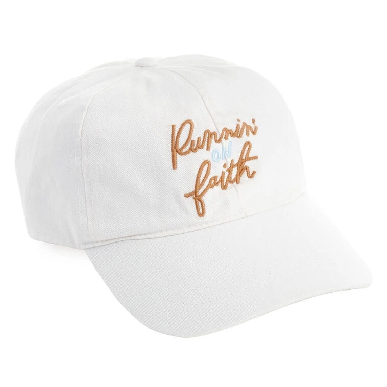 Hallmark Running On Faith White Baseball Cap 1 Hallmark Running On Faith White Baseball Cap