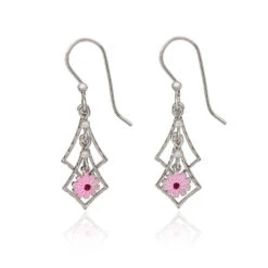 Silver Forest Silver-Tone Cascading Diamonds With Flower Dangle Earrings