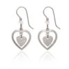 Silver Forest Heart In Open Heart Silver Metal Drop Earrings