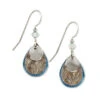 Silver Forest Blue And Silver Metal Layered Teardrop Earrings
