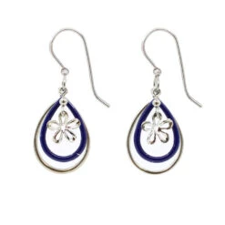 Silver Forest Layered Teardrops And Flower Silver Metal Drop Earrings