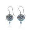 Silver Forest Silver-Tone Lotus Flower On Blue Disc Drop Earrings