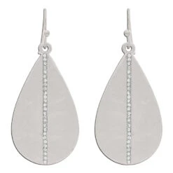 Rain Jewelry Silver Metal Teardrop And Crystal Stripe Earrings