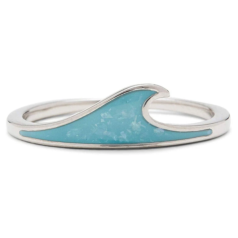 Pura Vida Silver Turquoise Wave Stacking Ring, Size 6 1 Pura Vida Silver Turquoise Wave Stacking Ring, Size 6