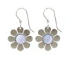 Silver Forest Silver Metal Daisy With Blue Lace Agate Drop Earrings