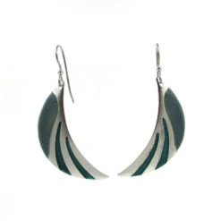 Silver Forest Crescent Moon Silver And Teal Drop Earrings