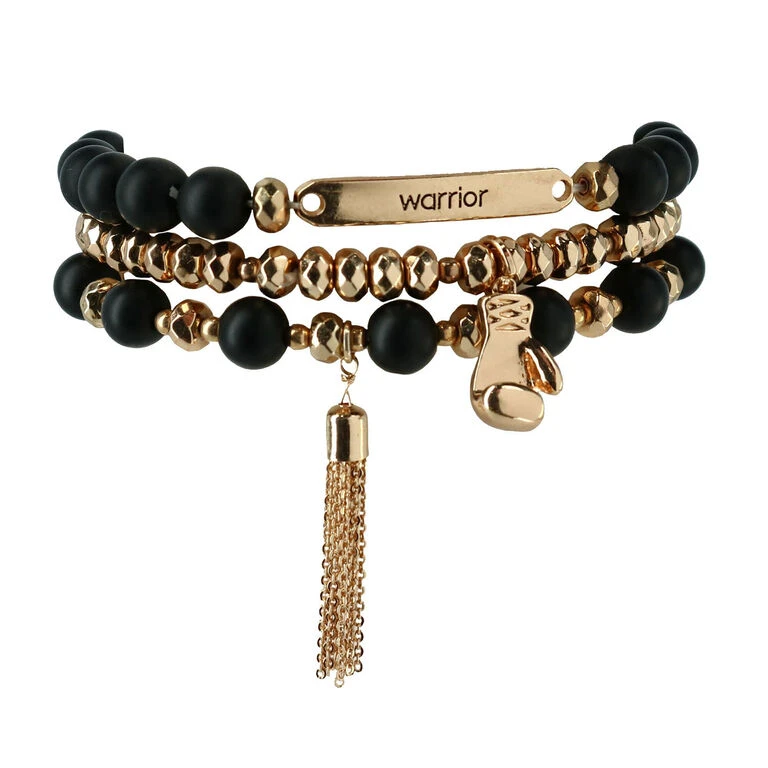 Soul Stacks Warrior Beaded Stretch Bracelets, Set Of 3 1 Soul Stacks Warrior Beaded Stretch Bracelets, Set Of 3