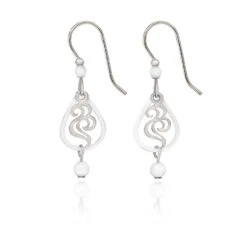 Silver Forest White And Silver-Tone Open Teardrop Earrings